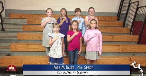 2019-2020 Pledge of Allegiance – Mrs. M. Baker’s 4th Grade Class at Coosa Valley Academy