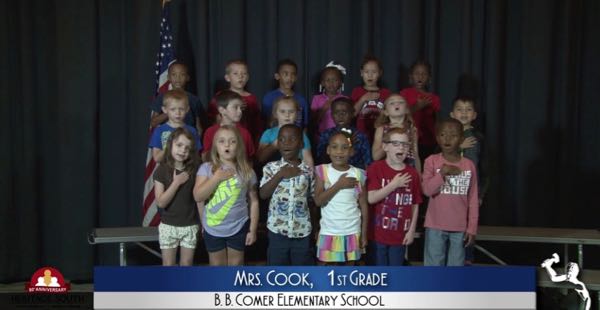 2019-2020 Pledge of Allegiance – Mrs. Cook’s 1st Grade Class at B.B. Comer Elementary School