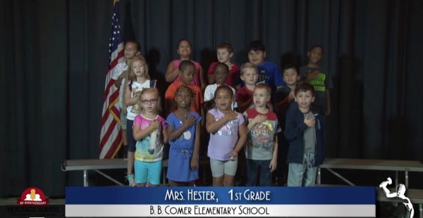 2019-2020 Pledge of Allegiance – Mrs. Hester’s 1st Grade Class at B.B. Comer Elementary School