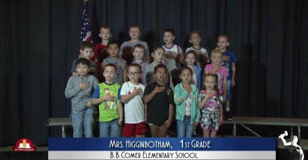 2019-2020 Pledge of Allegiance – Mrs. Higginbotham’s 1st Grade Class at B.B. Comer Elementary School