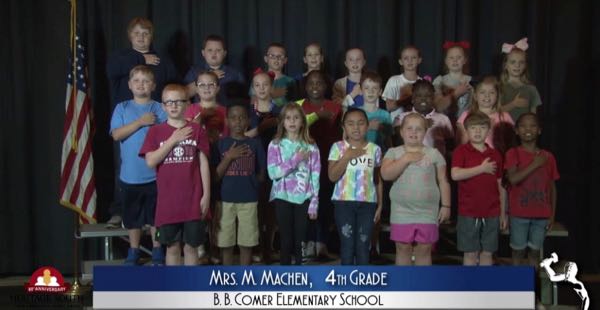 2019-2020 Pledge of Allegiance – Mrs. M. Machen’s 4th Grade Class at B.B. Comer Elementary School