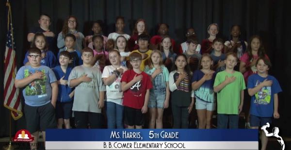 2019-2020 Pledge of Allegiance – Ms. Harris’ 5th Grade Class at B.B. Comer Elementary School