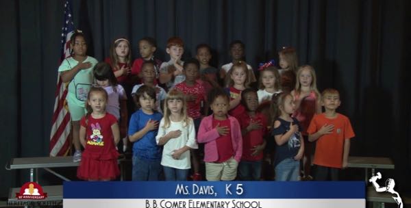 2019-2020 Pledge of Allegiance – Ms. Davis’ K5 Class at B.B. Comer Elementary School