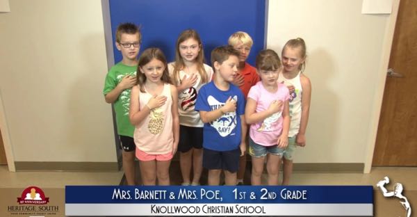 2019-2020 Pledge of Allegiance – Mrs. Barnett and Mrs. Poe’s 1st and 2nd Grade Class at Knollwood Christian School
