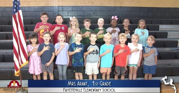 2019-2020 Pledge of Allegiance – Mrs. Arant’s 1st Grade Class at Fayetteville Elementary School