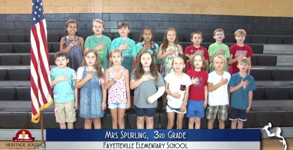 2019-2020 Pledge of Allegiance – Mrs. Spurling’s 3rd Grade Class at Fayetteville Elementary School