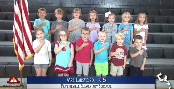 2019-2020 Pledge of Allegiance – Mrs. Lansford’s K5 Class at Fayetteville Elementary School