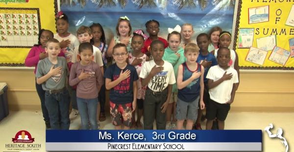 2019-2020 Pledge of Allegiance – Ms. Kerce’s 3rd Grade Class at Pinecrest Elementary School