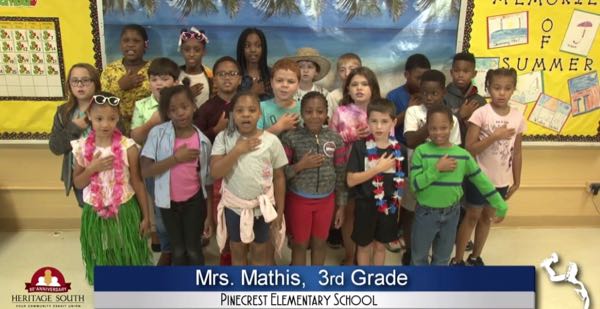 2019-2020 Pledge of Allegiance – Mrs. Mathis’ 3rd Grade Class at Pinecrest Elementary School