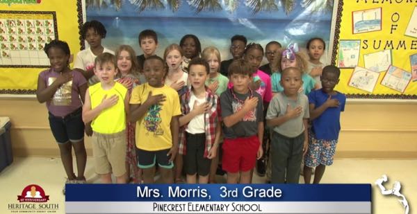 2019-2020 Pledge of Allegiance – Mrs. Morris’ 3rd Grade Class at Pinecrest Elementary School