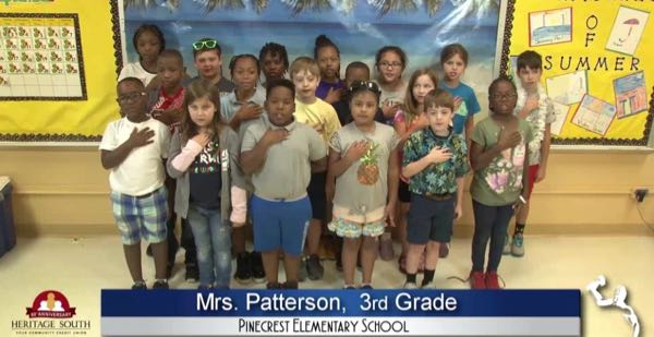 2019-2020 Pledge of Allegiance – Mrs. Patterson’s 3rd Grade Class at Pinecrest Elementary School