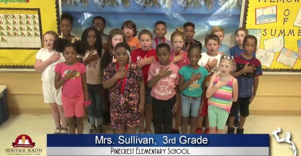 2019-2020 Pledge of Allegiance – Mrs. Sullivan’s 3rd Grade Class at Pinecrest Elementary School