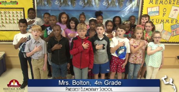 2019-2020 Pledge of Allegiance – Mrs. Bolton’s 4th Grade Class at Pinecrest Elementary School