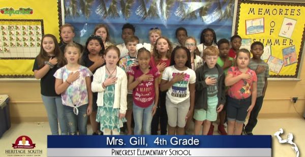 2019-2020 Pledge of Allegiance – Mrs. Gill’s 4th Grade Class at Pinecrest Elementary School