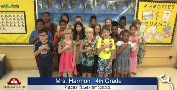 2019-2020 Pledge of Allegiance – Mrs. Harmon’s 4th Grade Class at Pinecrest Elementary School