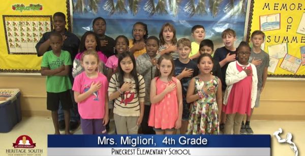 2019-2020 Pledge of Allegiance – Mrs. Migliori’s 4th Grade Class at Pinecrest Elementary School