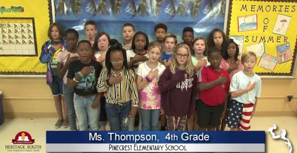 2019-2020 Pledge of Allegiance – Ms. Thompson’s 4th Grade Class at Pinecrest Elementary School
