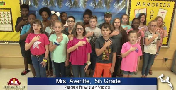 2019-2020 Pledge of Allegiance – Mrs. Averitte’s 5th Grade Class at Pinecrest Elementary School