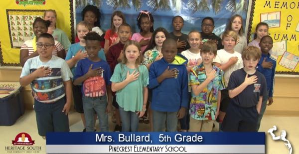 2019-2020 Pledge of Allegiance – Mrs. Bullard’s 5th Grade Class at Pinecrest Elementary School