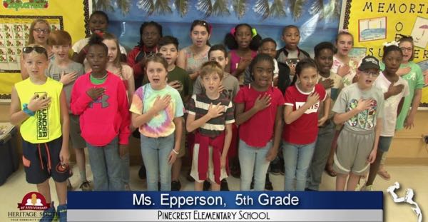 2019-2020 Pledge of Allegiance – Ms. Epperson’s 5th Grade Class at Pinecrest Elementary School