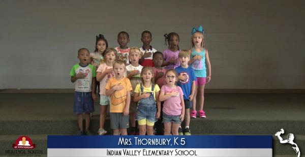 2019-2020 Pledge of Allegiance – Mrs. Thornbury’s K5 Class at Indian Valley Elementary School