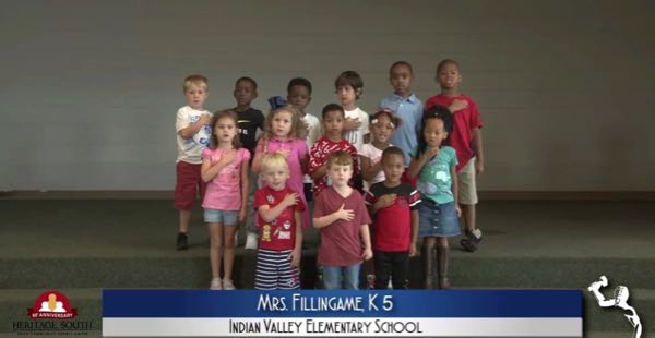 2019-2020 Pledge of Allegiance – Mrs. Fillingame’s K5 Class at Indian Valley Elementary School