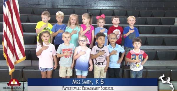 2019-2020 Pledge of Allegiance – Mrs. Smith’s K5 Class at Fayetteville Elementary School