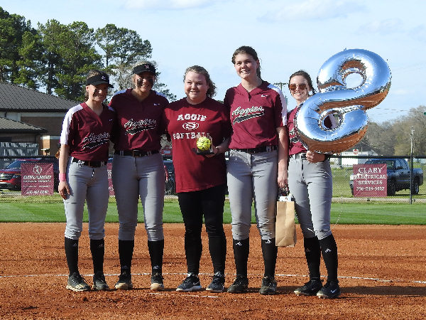 [WATCH] Aggie softball honors Heaven Harris in home opener against Childersburg