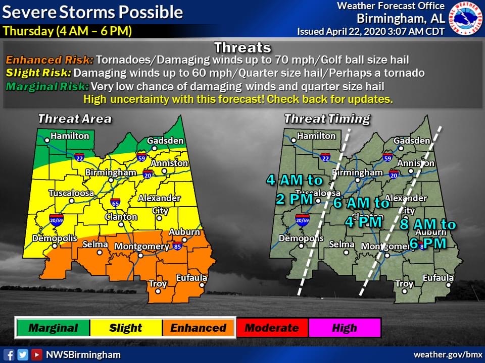 NWS updates Thursday severe weather threat