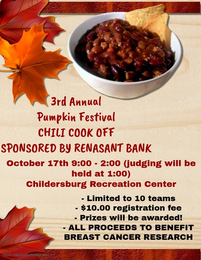 Renasant Bank to host 3rd Annual Pumpkin Festival Chili Cook-Off
