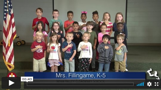 2020-2021 Pledge of Allegiance – Mrs. Fillingame’s K5 Class at Indian Valley Elementary School