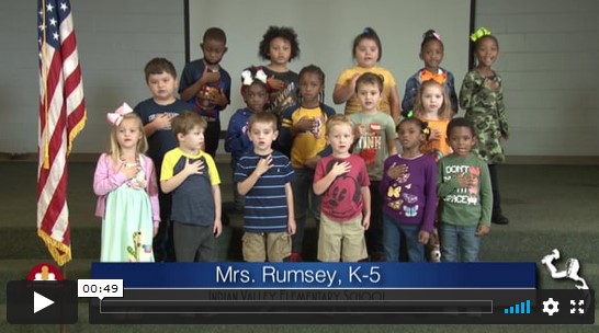 2020-2021 Pledge of Allegiance – Mrs. Rumsey’s K5 Class at Indian Valley Elementary School