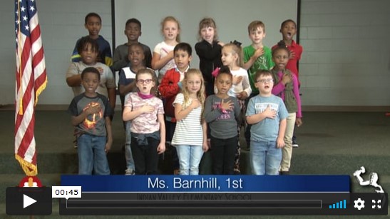 2020-2021 Pledge of Allegiance – Ms. Barnhill’s 1st Grade Class at Indian Valley Elementary School