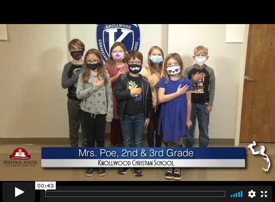 2020-2021 Pledge of Allegiance – Mrs. Poe’s 2nd and 3rd Grade Class at Knollwood Christian School