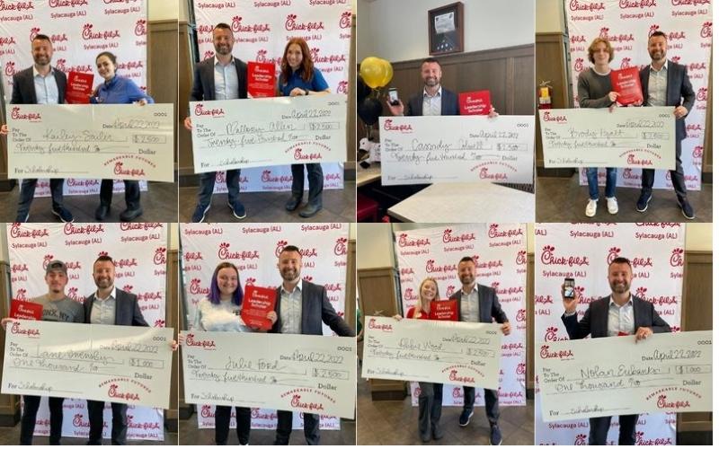 Eight Sylacauga Chick-fil-A employees receive leadership scholarships