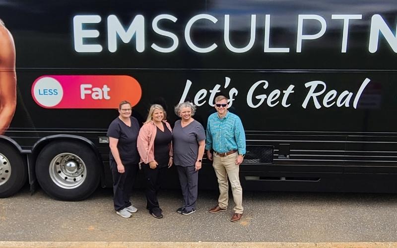 Emsculpt bus makes stop at Diamond Fitness; over 40 patients treated at event