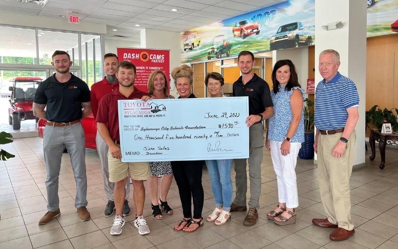 Toyota of Sylacauga receives Chair status with SCS Foundation after May sales check