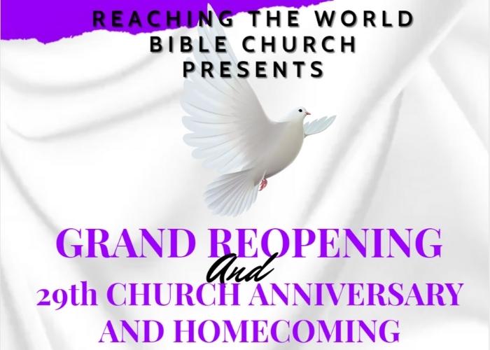 Reaching the World Bible Church holding grand reopening on September 25