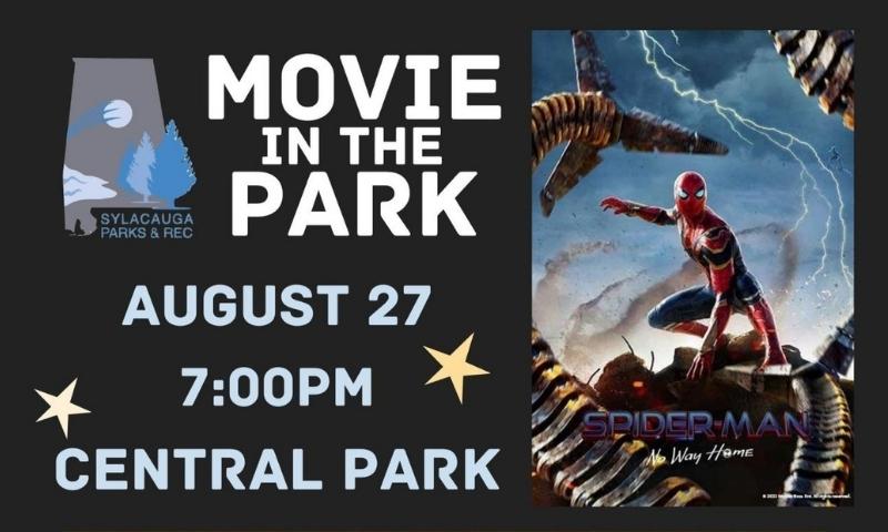 Sylacauga Parks and Recreation hosting Movie in the Park on August 27