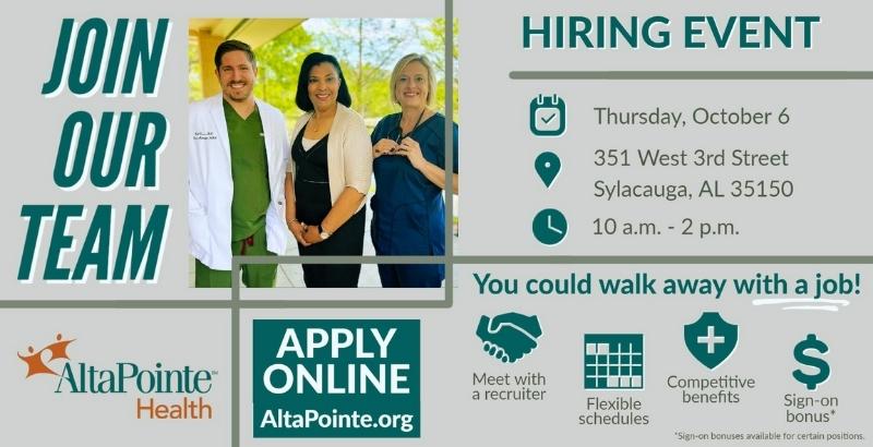 AltaPointe Health hosting hiring event this Thursday