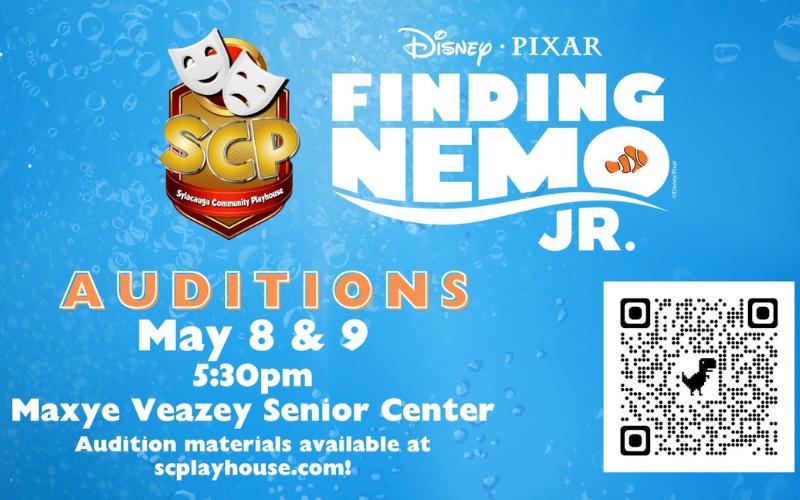 Finding Nemo Jr. presented by Sylacauga Community Playhouse coming this summer; auditions May 8-9