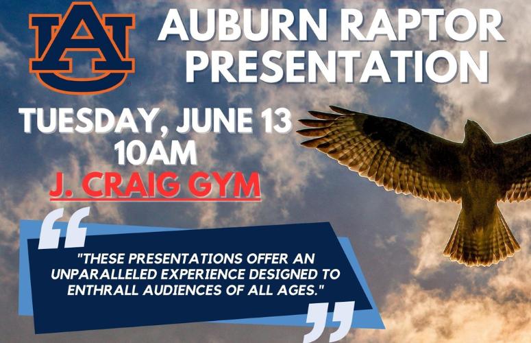 Auburn Raptor presentation soaring to new heights at J. Craig Smith Community Center this Tuesday, June 13