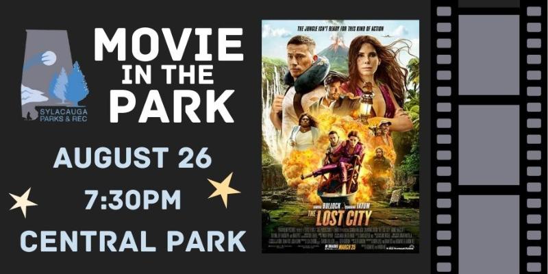 Sylacauga Parks and Rec hosting Movie Night in the Park featuring “The Lost City” on Saturday, Aug. 26