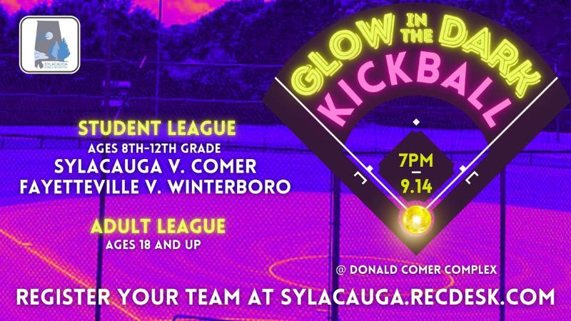 Sylacauga Parks and Rec to host Glow-in-the-Dark Kickball Tournament on Saturday, Sept. 14