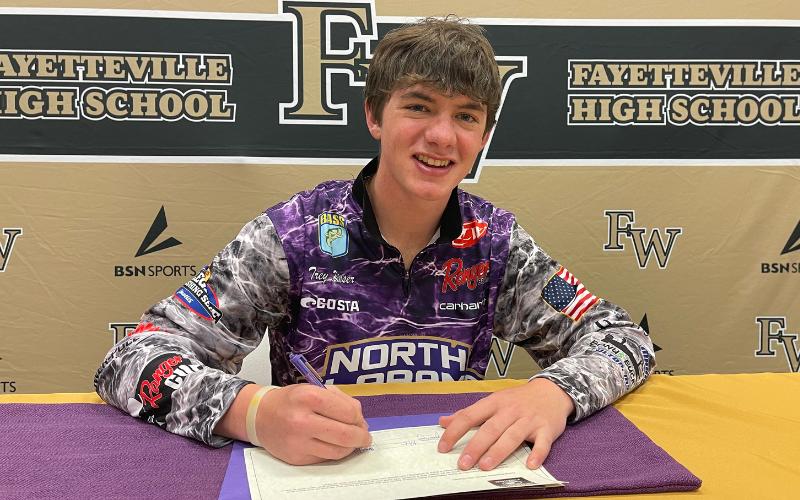 Fayetteville High School senior Alex Barrett signs fishing scholarship with North Alabama