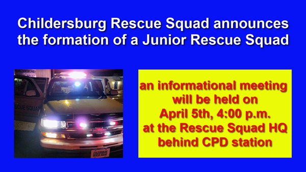 Childersburg Rescue Squad announces the formation of a Junior Rescue Squad