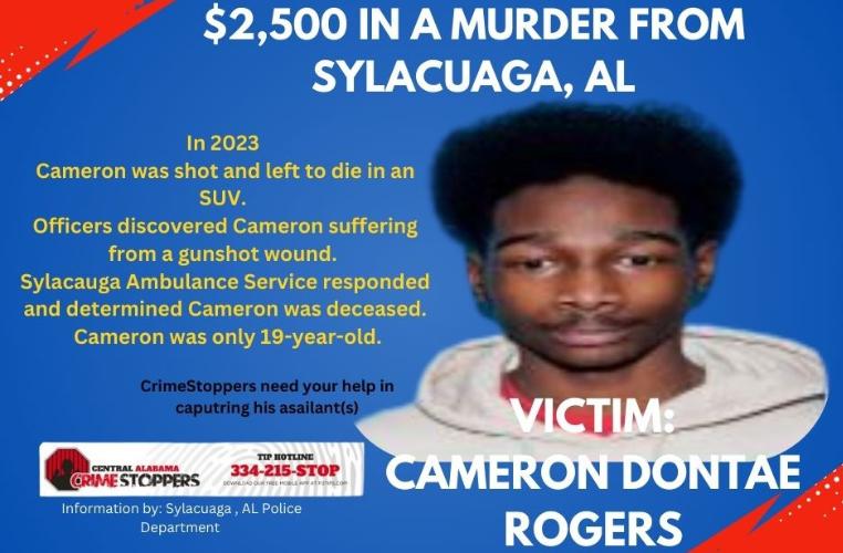 Reward increased to $2,500 for information regarding 2023 murder of 19-year-old Sylacauga man