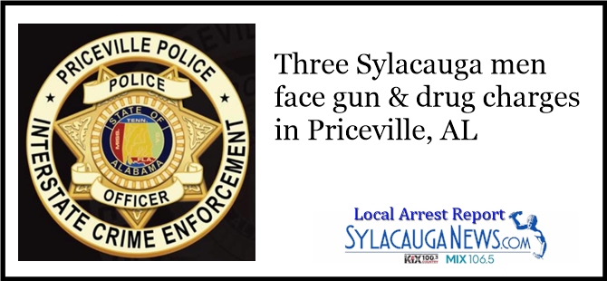 Three Sylacauga men arrested in Priceville traffic stop, facing drug and firearms charges