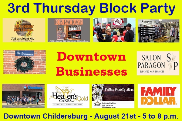 Downtown Childersburg celebrates new businesses with another Third Thursday Block Party this week