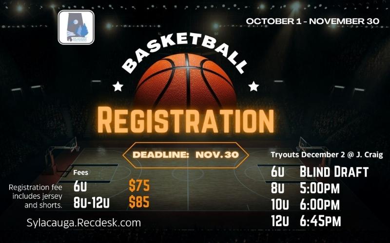 Basketball registration opens Oct. 1 for Sylacauga Parks and Recreation